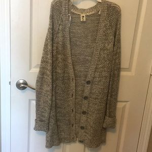 Gray and white knit Roxy cardigan